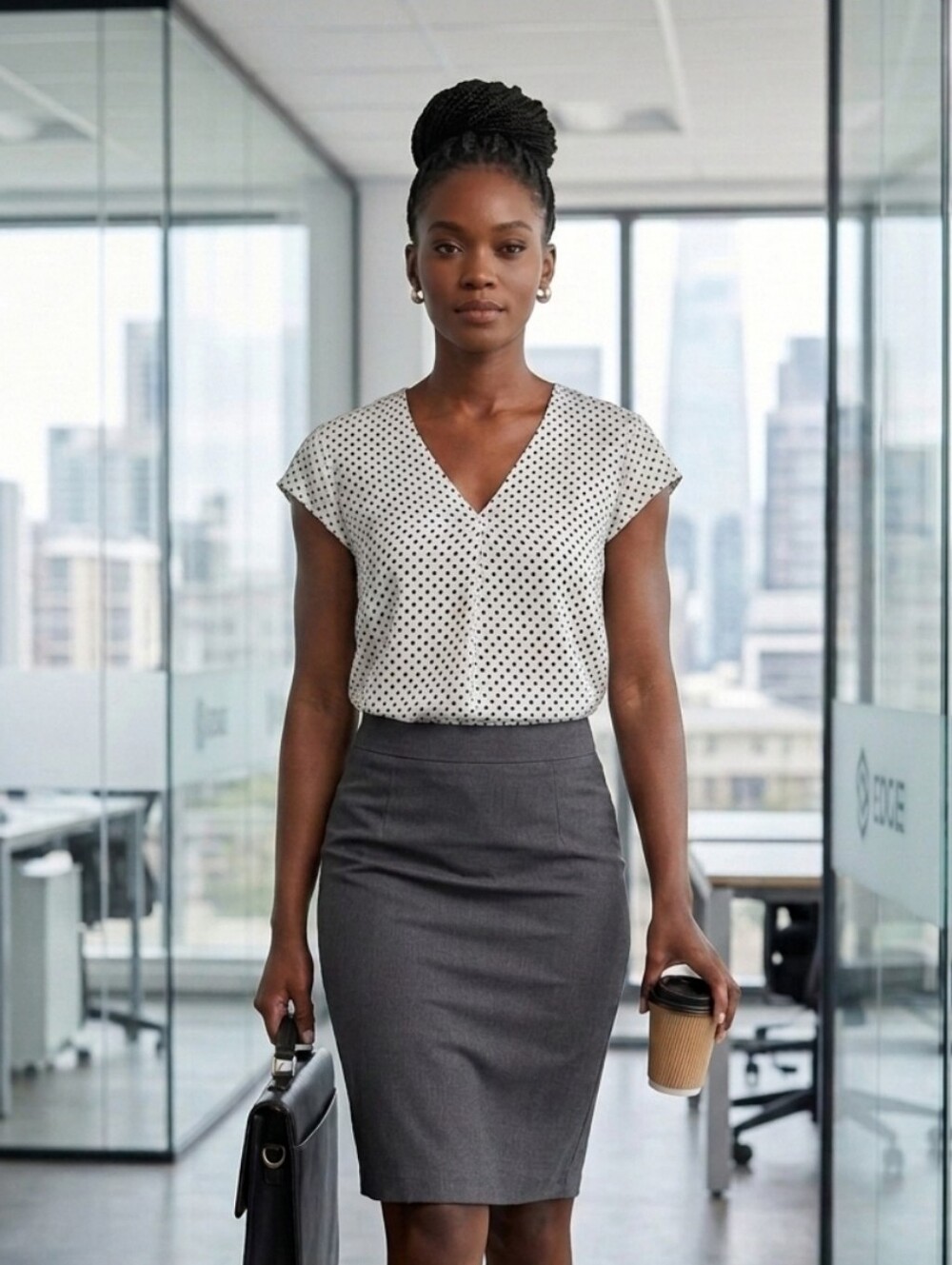 Hilary Radley V- Neck White  Printed Cap Sleeve Office Casual Blouse Size XL